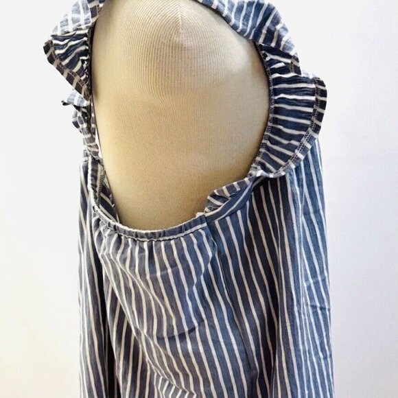 NWT LAUREN CONRAD Women Sleeveless Pullover Square Neck Striped Blue Shirt Sz O - Picture 6 of 14
